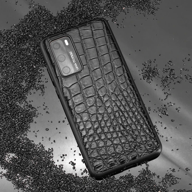 Natural Crocodile Leather Phone Case For Huawei Mate 40 30 20 P50 P40 Pro+ P30 Lite Cases Luxury Alligator Belly Tail Back Cover