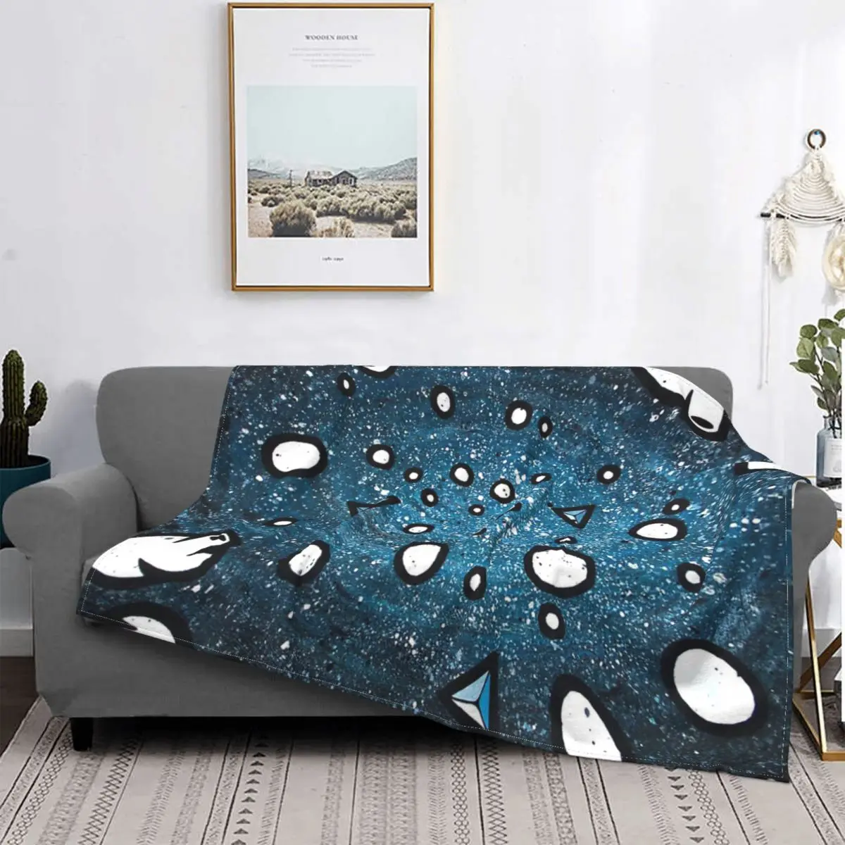 Asteroids Galaxy Blue Blankets Fleece Decoration Ultra-Soft Throw Blankets for Bedding Bedroom Plush Thin Quilt