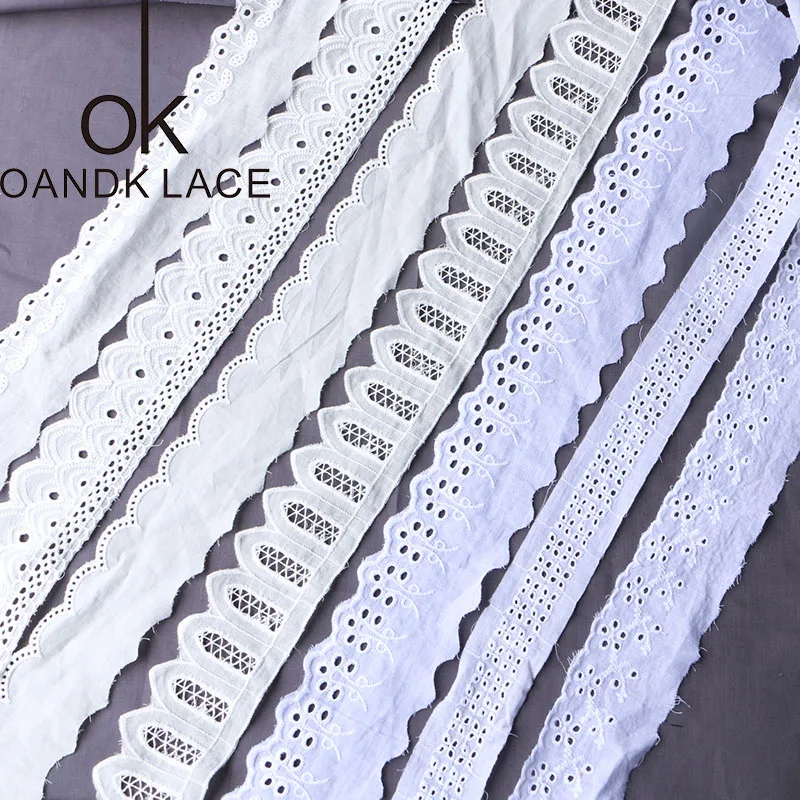 3 yard  Lace Trims Applique Costume Trimmings White Ribbon Cotton Home Textiles Sewing Lace Fabric Cloth 9 Models