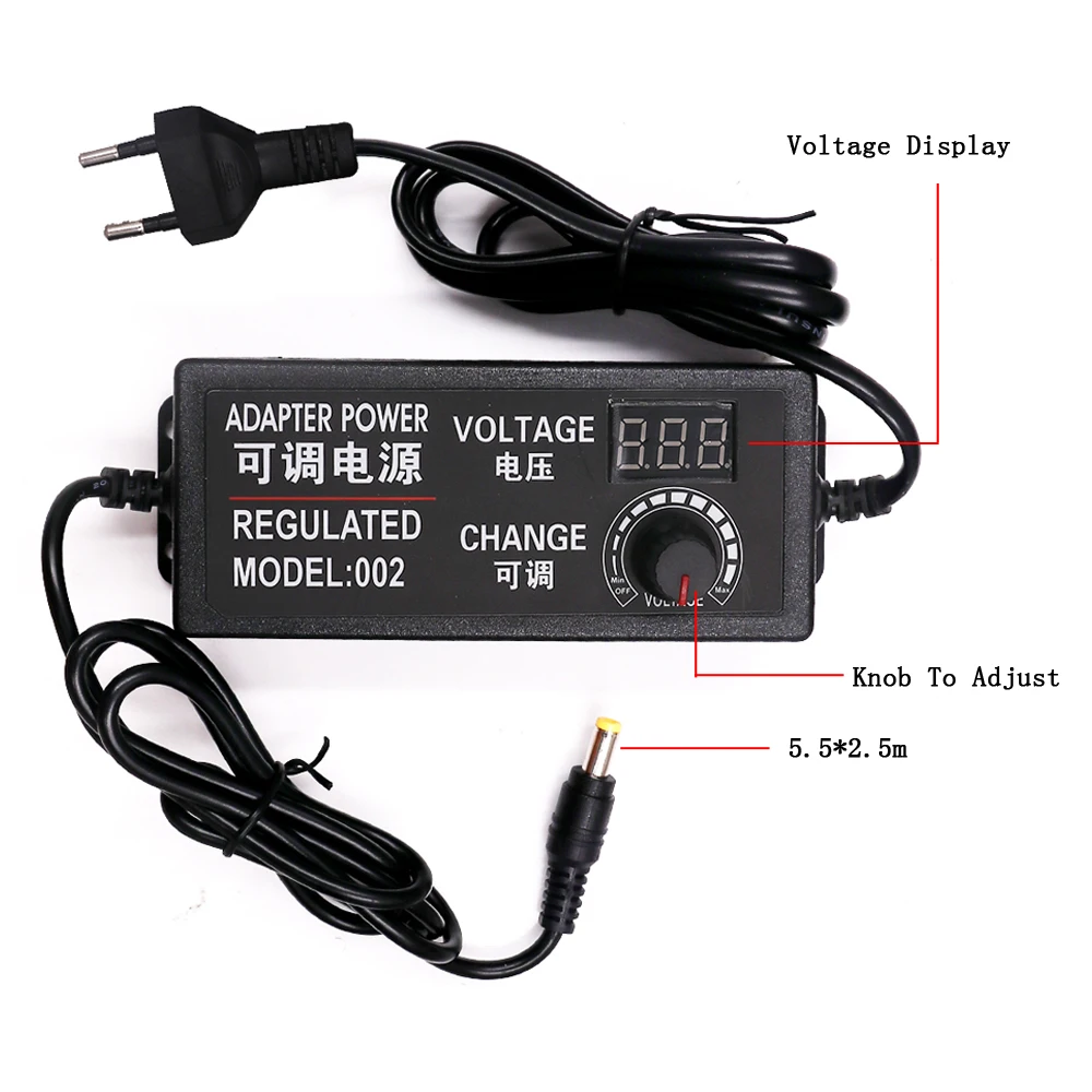 Adjustable AC  To DC 3V 9V 12V 24V Universal Power Adapter Supply Display 110V 220V To 3 9 12 24 V Volt Convert Power Supply