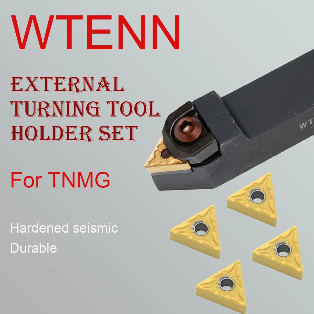 1PC WTENN1616H16 CNC External Turning Toolholder  Lathe Boring Bar Machine +10PCS TNMG16 Carbide Inserts Tool Set