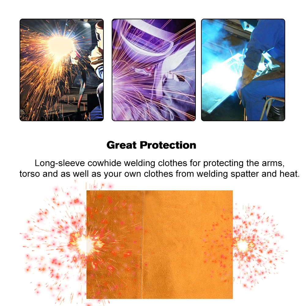Cowhide Welders Aprons Flame Retardant Anti-Scalding Long Sleeve Blacksmith High Temperature Apron Welder Protect Clothing