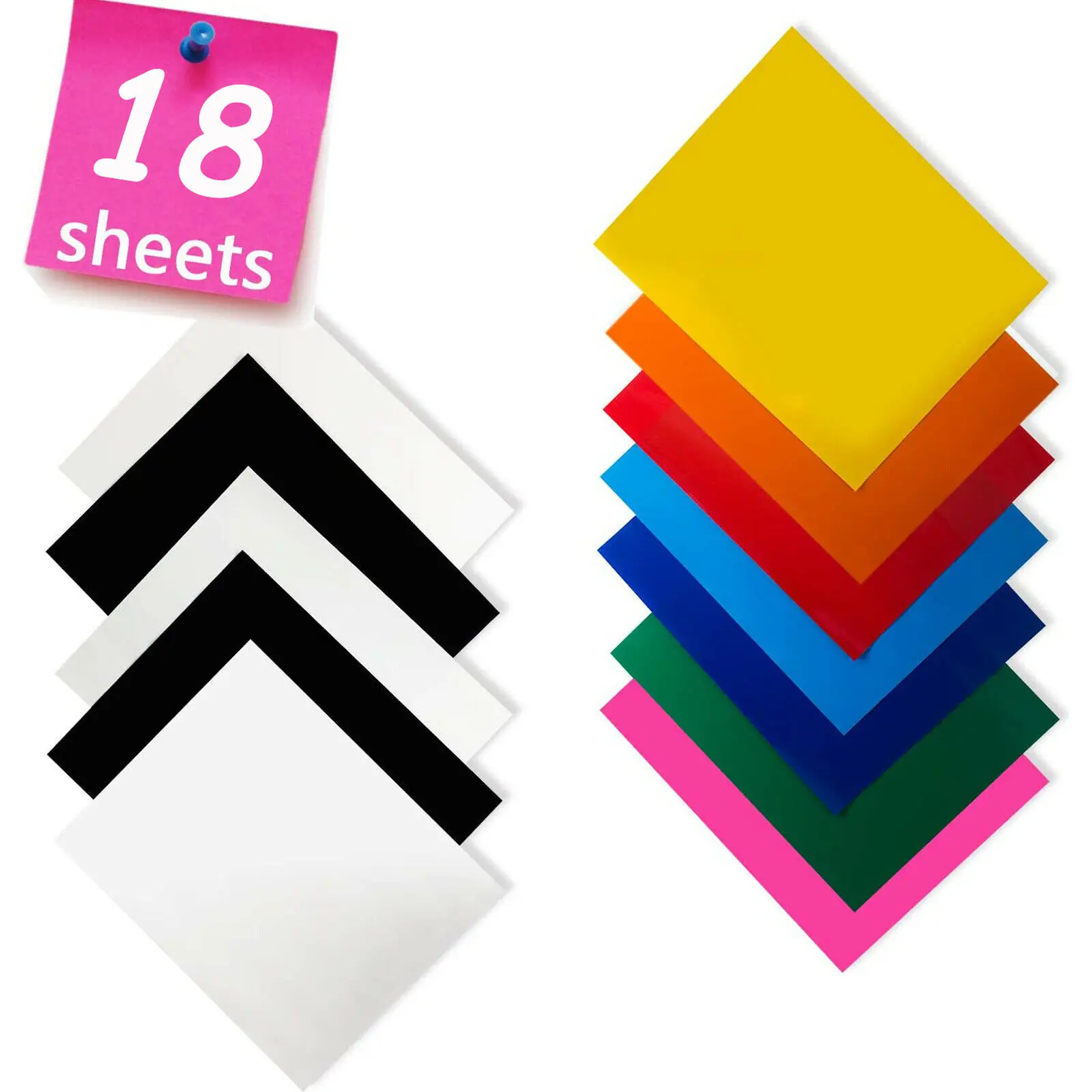 18 Pack 12inchX10inch HTVRONT Heat Transfer Vinyl Sheets Multi-color Iron on HTV Films for Cricut Heat Press T-shirt Textiles