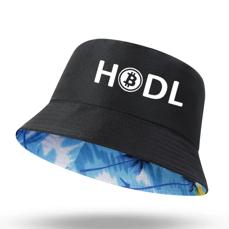 Bitcoin HODL Print Men Women Bucket Hat Outdoor Panama Fishing Cap Fisherman Hat Fishing Hat