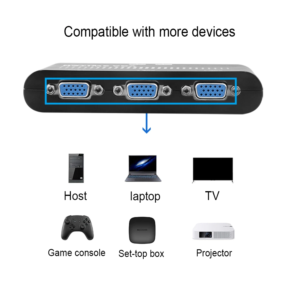 2 Ports VGA Switcher computer monitor 2 Ways VGA Video Splitter Switch Adapter Converter tv box for PC Monitor Accessories