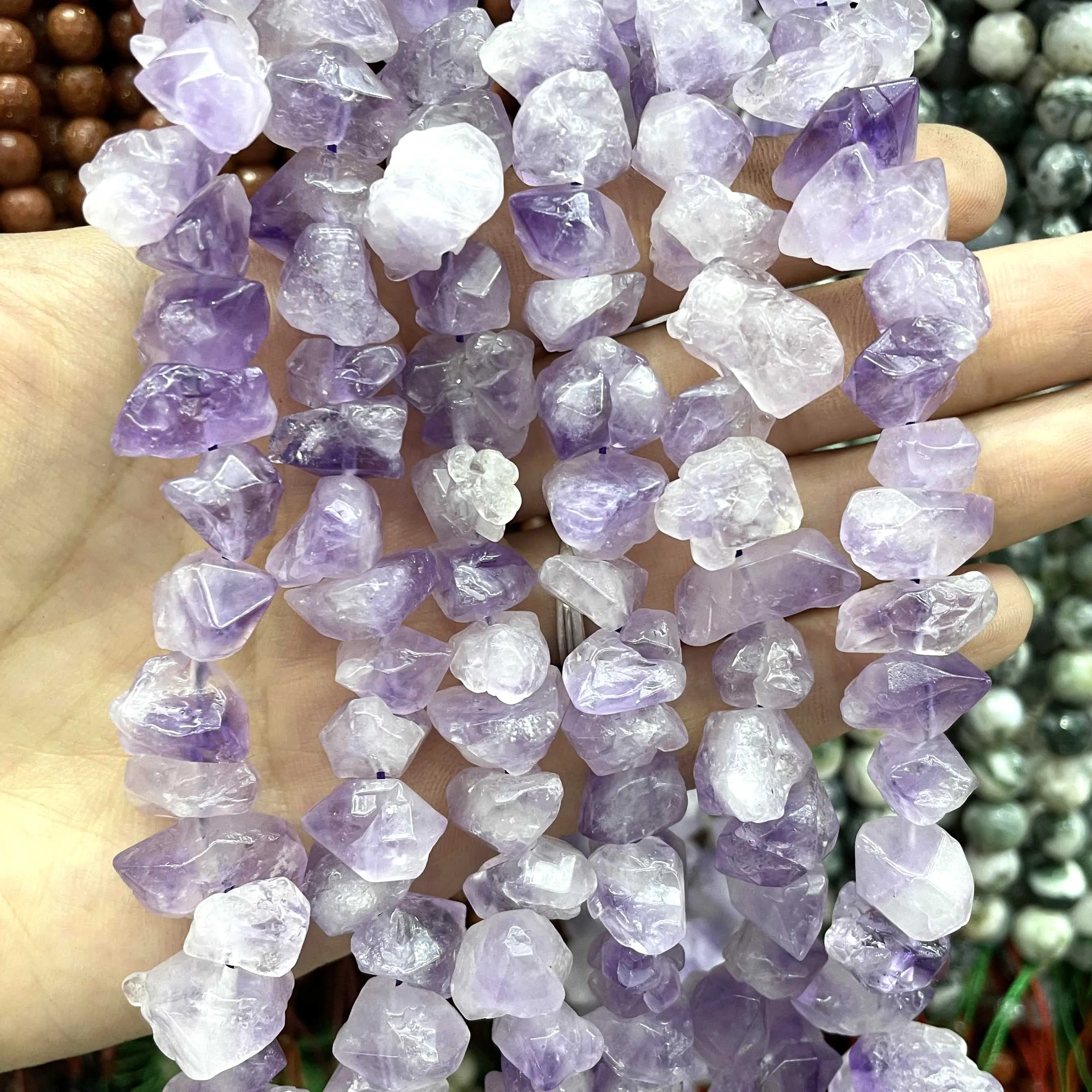 10-12MM Natural Irregular Amethysts Cluster Purple Flower Bud Crystal Stone Beads For Jewelry Making DIY Bracelet Necklace