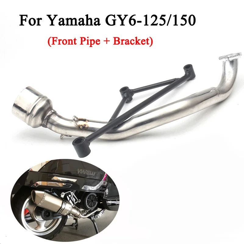 

For Yamaha GY6 125 150 Front Link Pipe Motorcycle Exhaust System Connect Link Tube With Bracket Stainless Steel Slip On 51mm