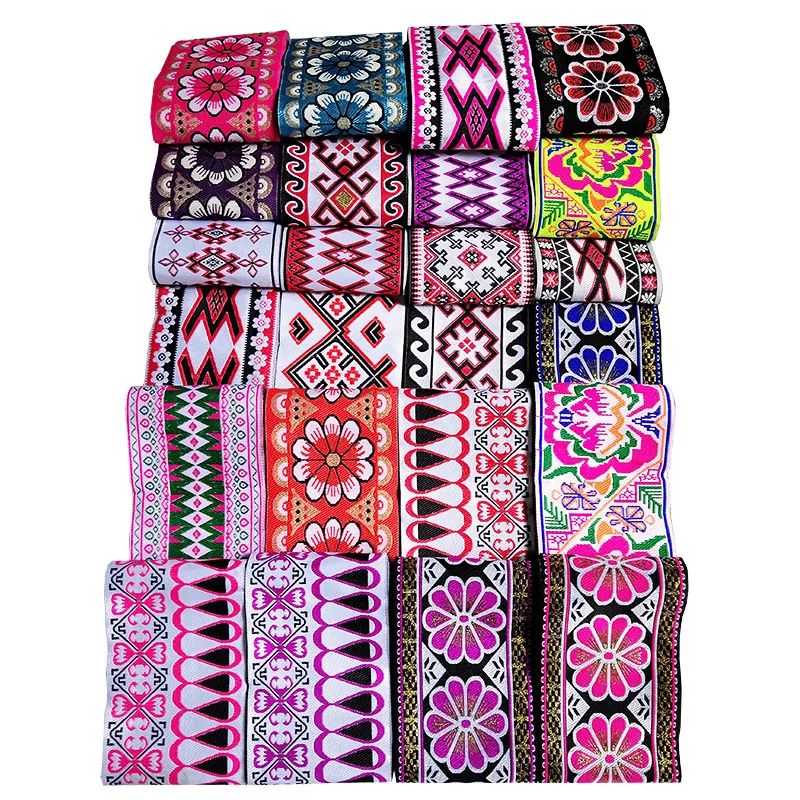 7m/roll Vintage Ethnic Embroidery Lace Ribbon Boho Lace Trim DIY Clothes Bag Accessories Fabric Custom