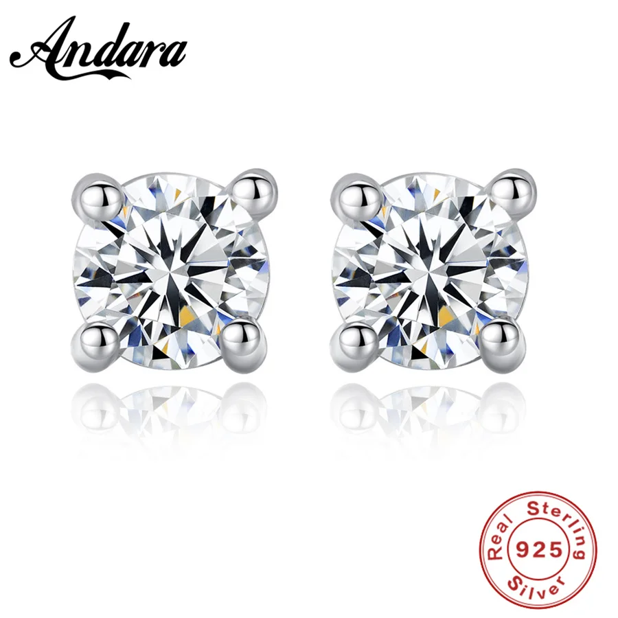 High Jewelry S925 Sterling Silver Earrings J Claw Set With Aaa Grade Zircon Crystals For Women'S Jewelry Gifts