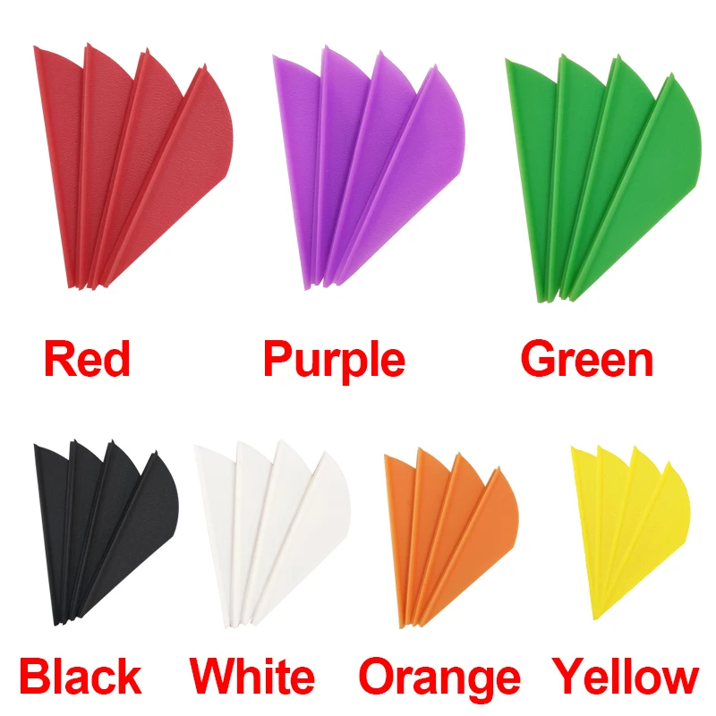 24pcs Archery 2 Inch Plastic Arrow Feather Vanes Fletching Hunting Rubber Fleted Drop Shape Right Wing Arrow Feather Accessories