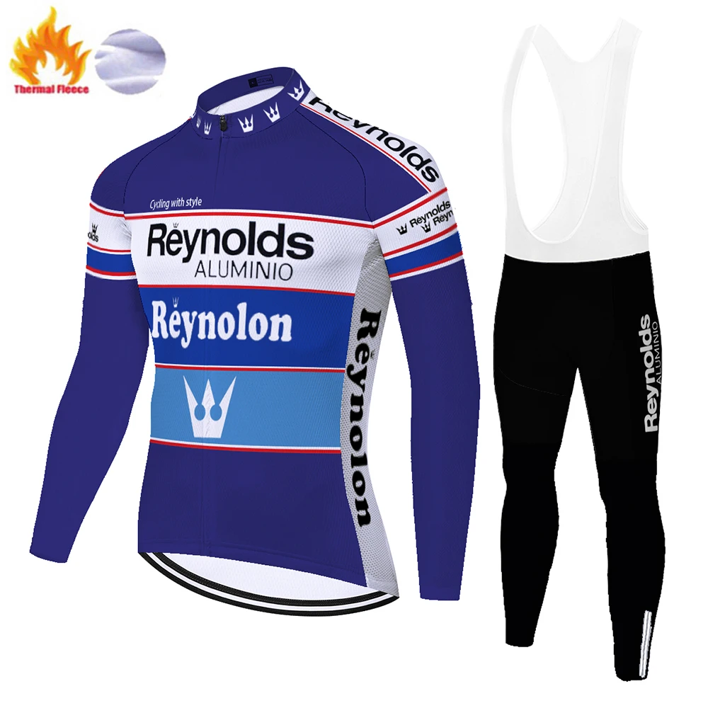 Reynolds retro cycling jersey proteam Winter Thermal Fleece equipacion ciclismo hombre 20D gel ropa ciclista hombre