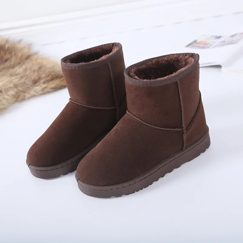 Winter Women\'s Short-Tube Snow Boot Plush Warm Women Shoes Suede Round-Toe Flat Heel Ankle Boots botines mujer 2023 WSH4267