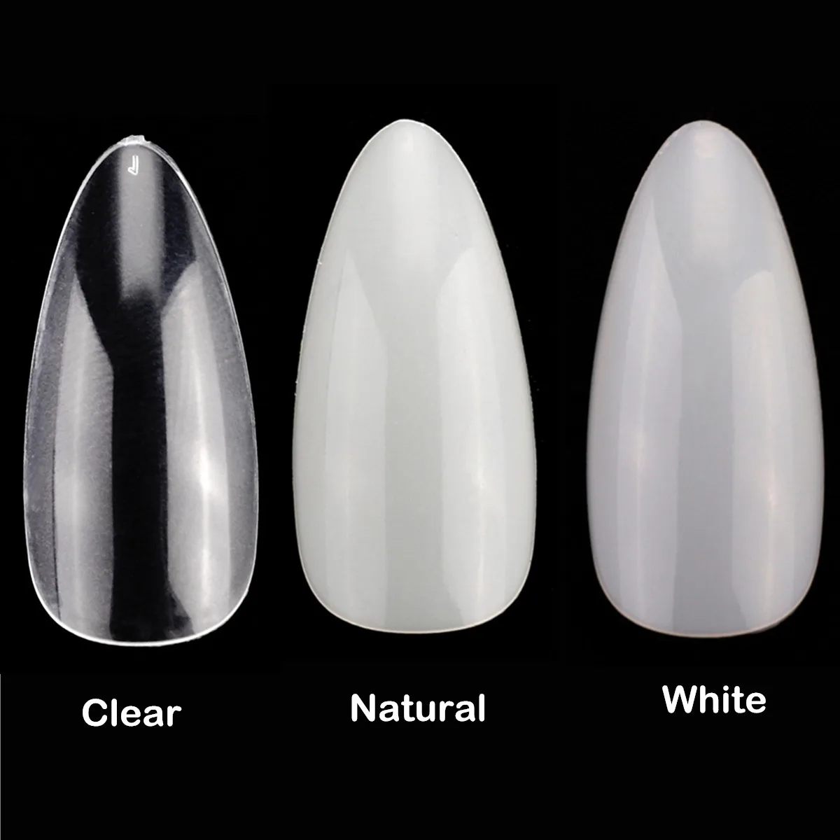 

100Bags Almond Nail Tips , 500 PCS Medium Stiletto False Nails 10 Sizes Acrylic Fake Nails Clear Natural Press Ons