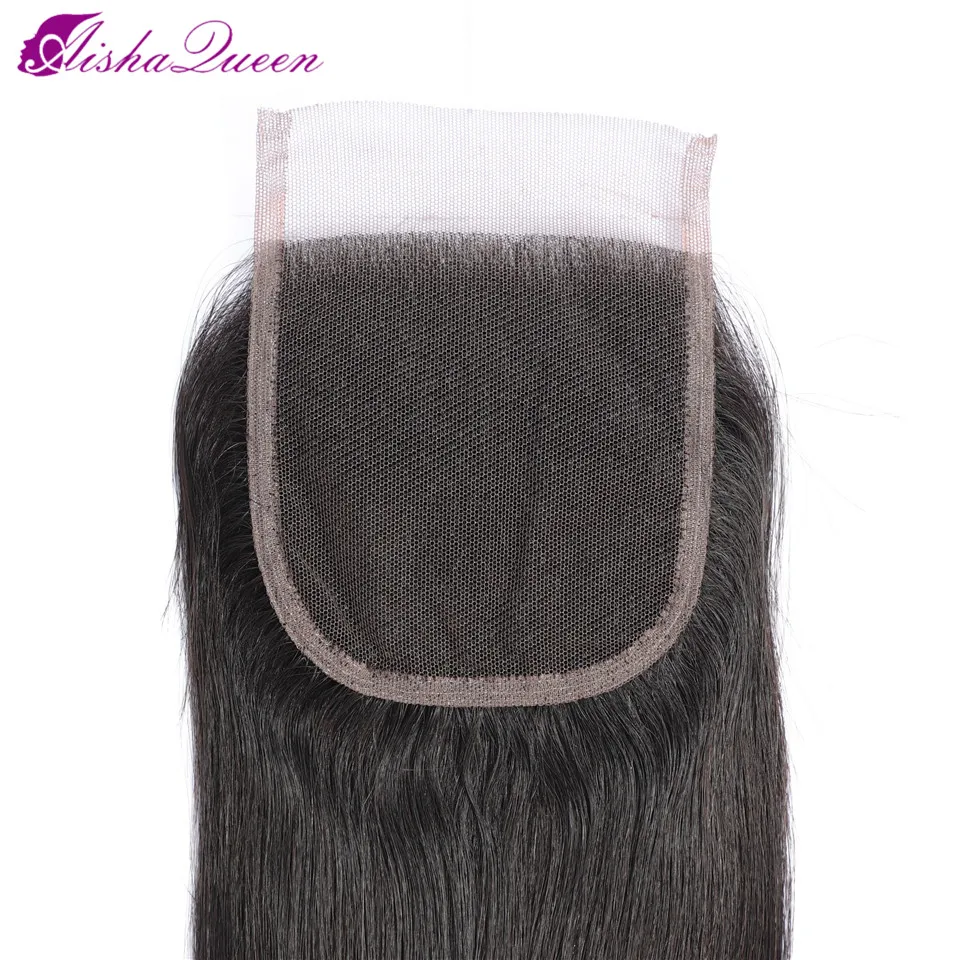 Aisha Queen 4*4 Lace Closure Free Part Swiss Lace Medium Brown Lace Color Closures Non-Remy Brazilian Hair