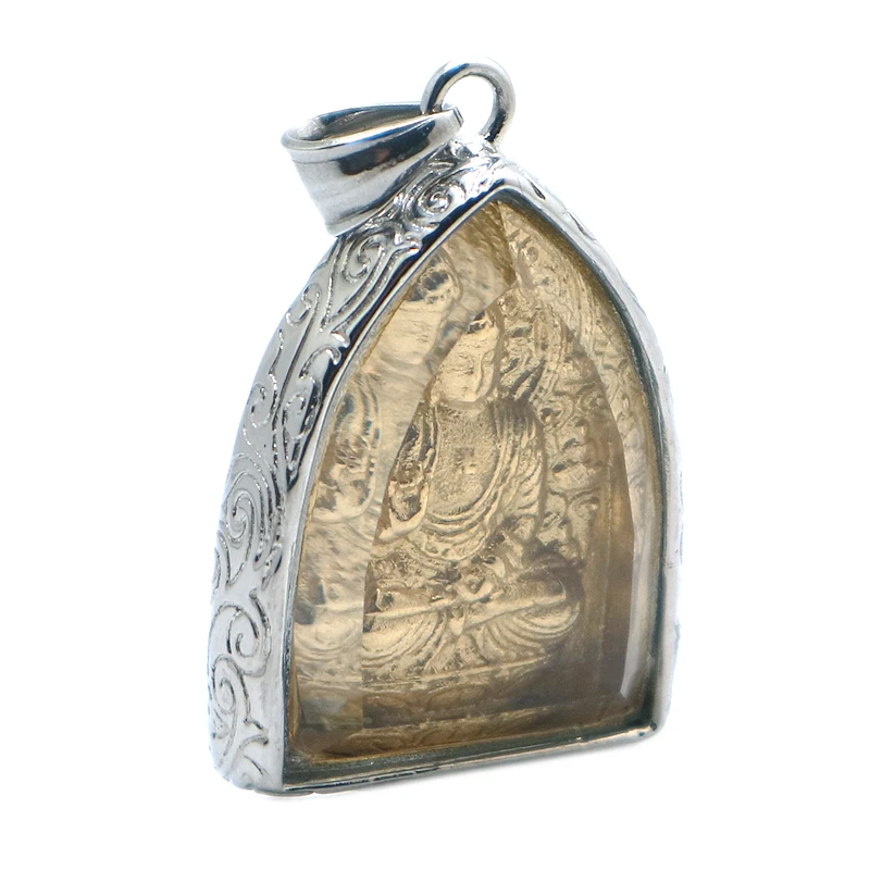 Unisex 316L Stainless Steel Golden Silver Color Buddha Protect Pendant