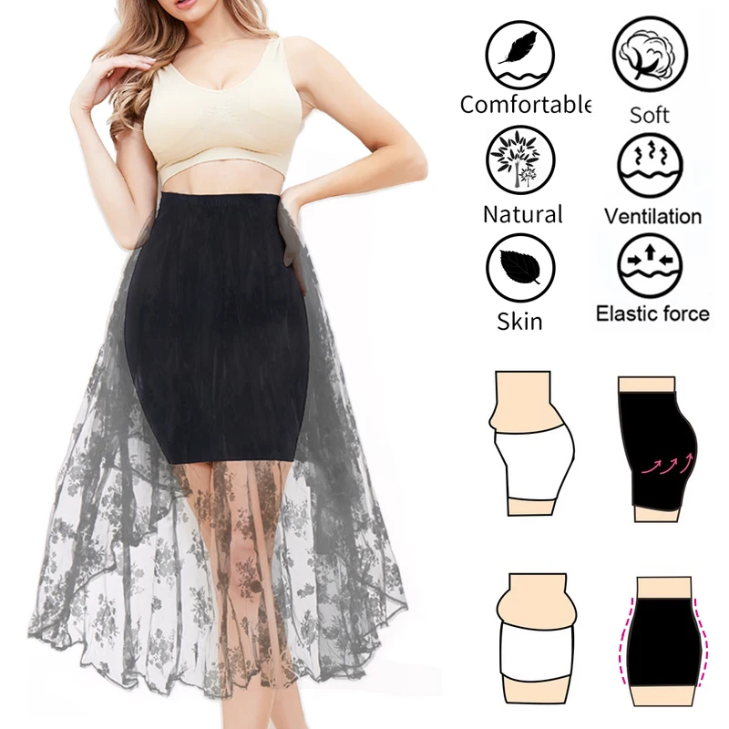 High Waist Tummy Control Slips Woman Seam-free Slimming Half Slip Underwear Shapewear Body Shaper Underdress Petticoat Shapers