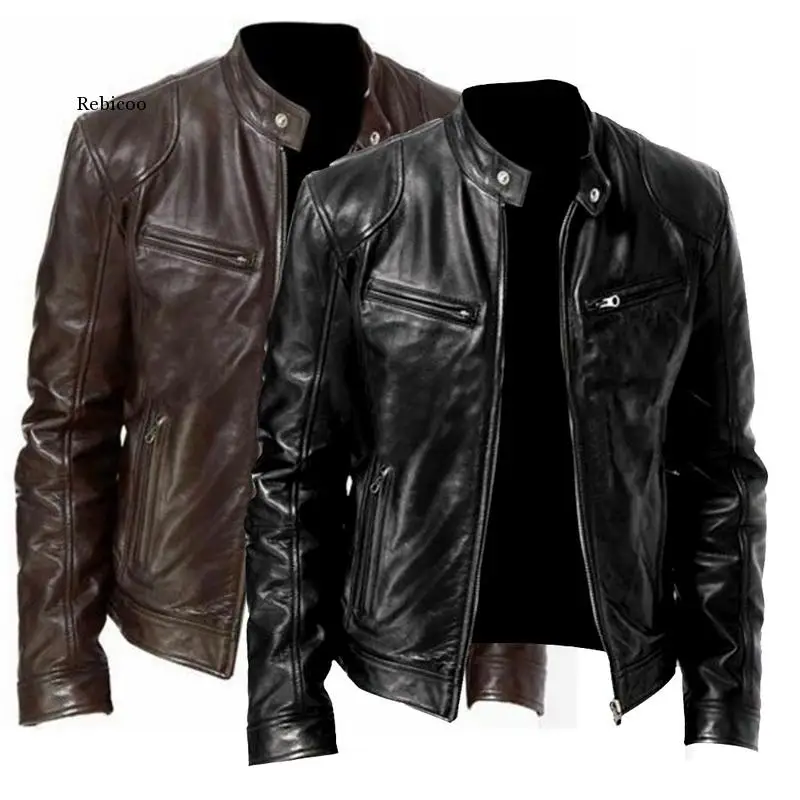 

New Arrive Motorcycle Leather Jacket Men Men's Leather Jackets Fashion Street Style Mens Leather Coats