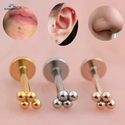 2Pc 1.2x6/8mm Rod Mini Ball Cross Nose Ring Stud Earrings Bar Labret Lip Helix Piercing Tragus Cartilage Lobe серьги Ear Jewelry