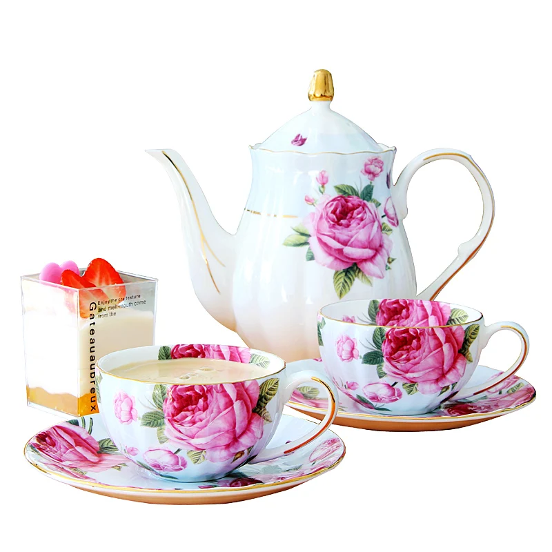 Imagem -05 - Conjunto de Chá Online com Porcelana Óssea Conjunto de Chá Europeu Copo de Café Britânico Presente de Casamento para Família