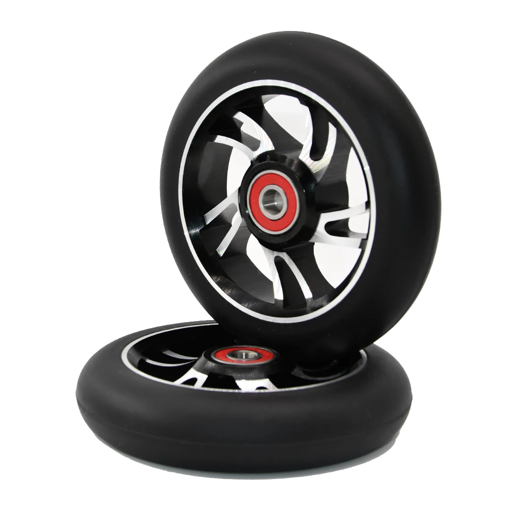 Scooter Wheels with Bearings, Aluminum Alloy Core, Pro Stunt, Push, Kick, Replacement Parts, Accessories, 100mm, 110mm, 2Pc Set