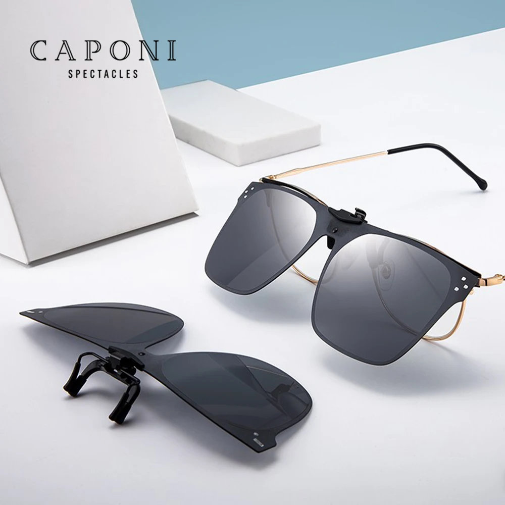 CAPONI Sunglasses Clip For Glasses Frame Women And Men Fashion Polarized Glasses Clip Male Female Anti UV400 Ray Clips CP3209