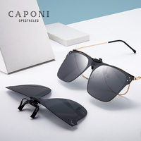 CAPONI New Sunglasses Clip For Women Square Polarized Black Glasses Clip Flipped Up Protect Eyes Light Clip On Frame CP3209