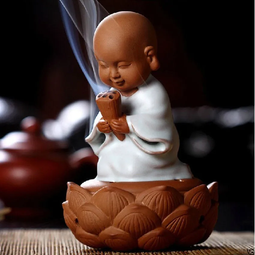 

Ceramic incense burner wishing little monk lotus plate incense burner tea ceremony incense burner decoration little monk