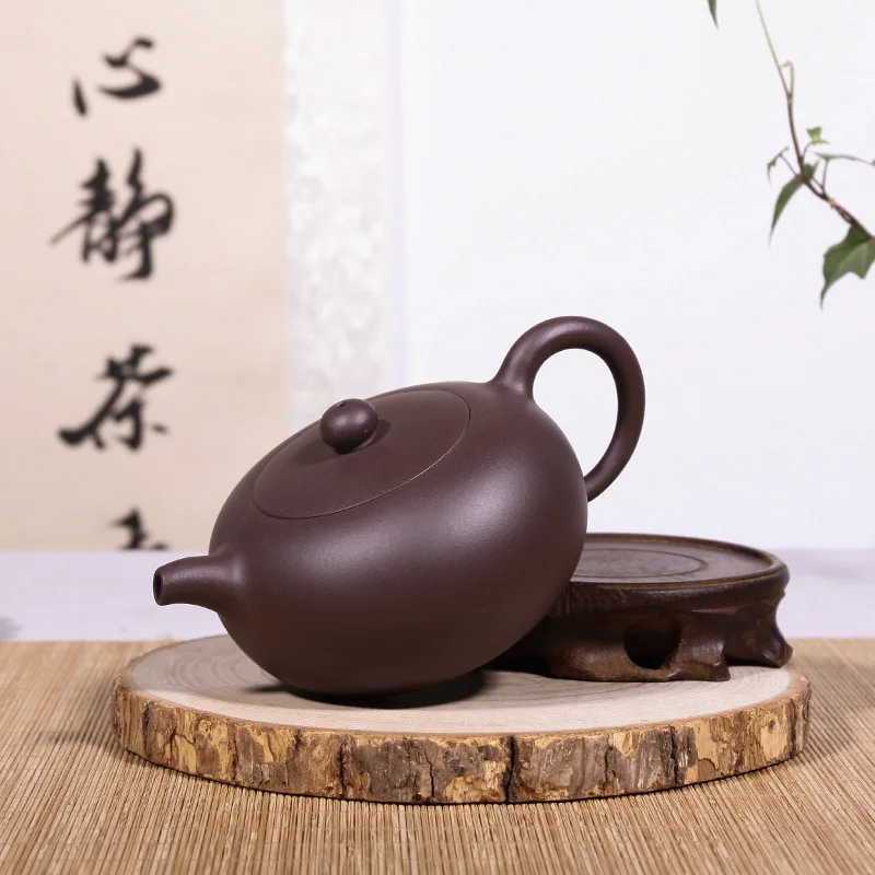 

|Yixing recommended pure manual purple clay ball hole xi shi pot suit household teapot kung fu tea set lettering