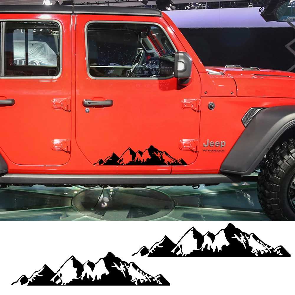 2PCS Car Stickers For Jeep Renegade Liberty Patriot Wrangler JK JL TJ YJ Trail Hawk Rubicon Vinyl Mountain Decals Accessories