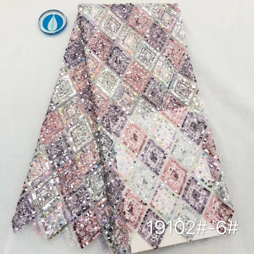

African sequin fabric French tulle mesh lace fabric for bridal materials 2021 high quality Nigerian lace fabric D3751