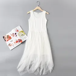 Black/White Sweet Net Yarn Summer Dress Irregular Nightgowns Women Fashion Loose Modal Sleepwear Nightdress Lace Sleepshirt