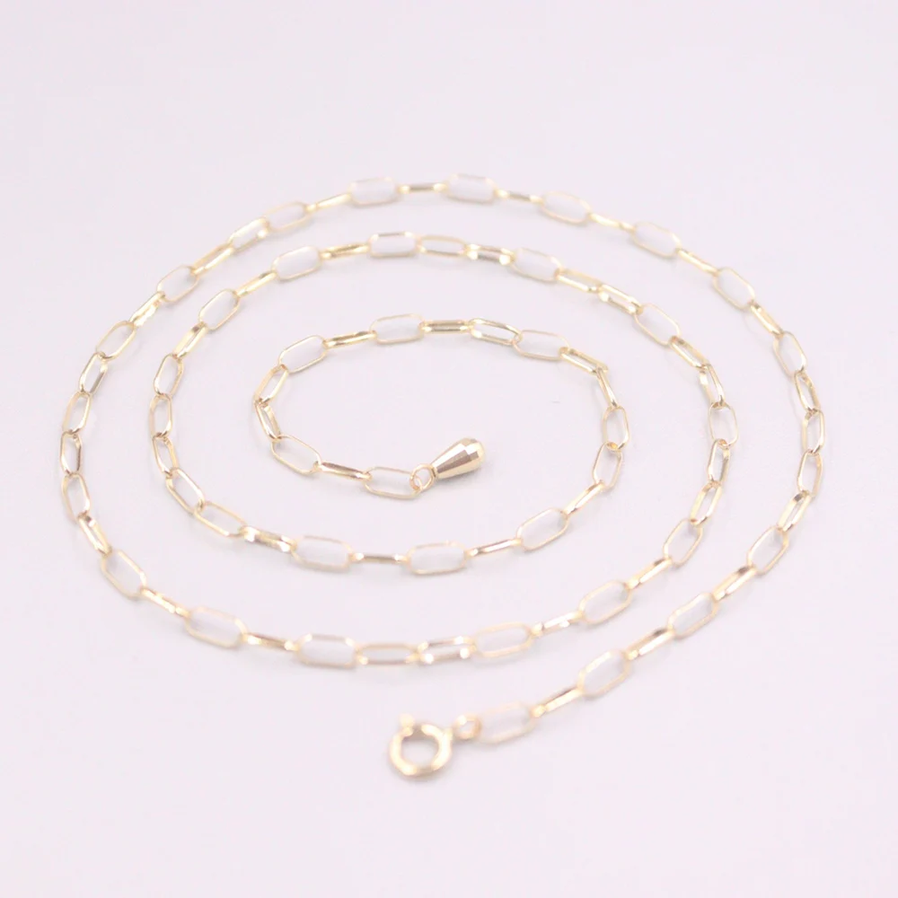 Fine Pure Au 750 18k Yellow Gold Chain 2.2mmW Women Ellipse O Link Necklace 17inch 2-2.2g