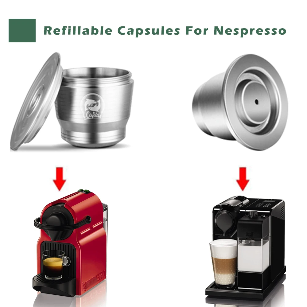 Food-Grade Stainless Steel Reusable Capsule Coffee Compatible For Nespresso Coffee Machine Original Line With Dosing Ring