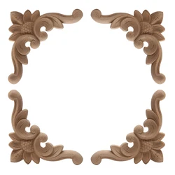 Ornamental Retro Decor Antique Long Large Rose Wooden Cabinet Doors Corner Wood Applique Wood Decal Wood Craft Wood Mouldings