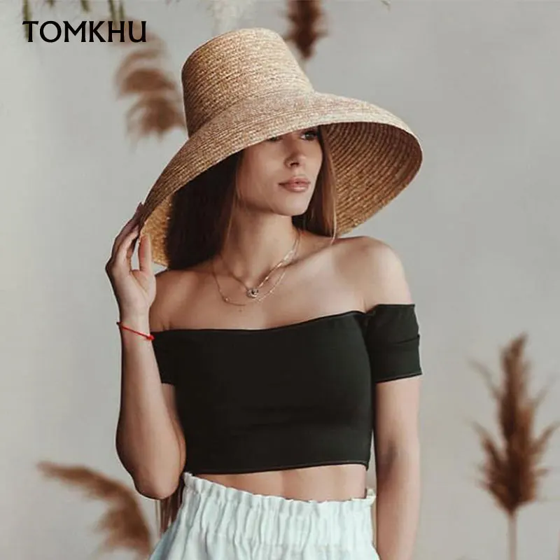 

New Summer Popular Lamp Shape Sun Hat For Women Big Wide Brim Beach Sun Hat Ladies High Top Straw Hat UV Protection Chapeu Cap