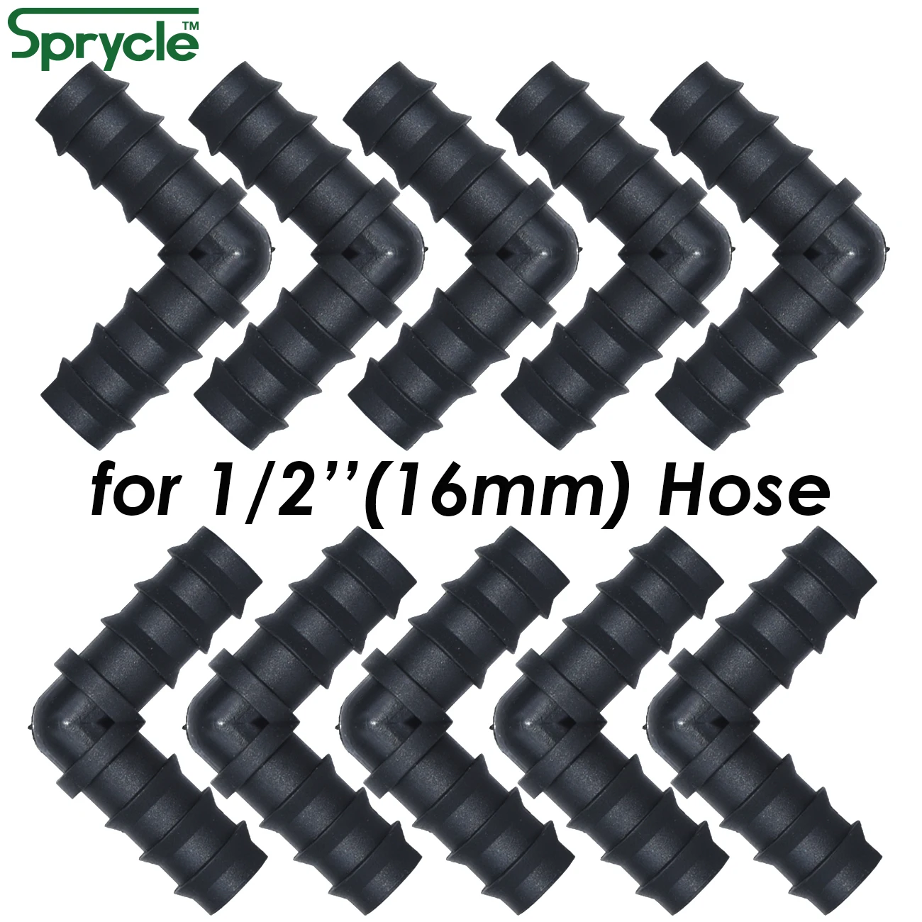 

SPRYCLE 10PCS 16mm Barbed Elbow 90 degree Garden Watering Connector for Micro Drip Irrigation 1/2'' PE Pipe Tubing Hose Fitting