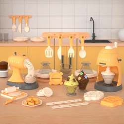 Puxida Ice Cream Noodle Machine Toy Set High Simulation DIY Color Mud Gel Plasticine Pretend Tool for 3 Years Old Children