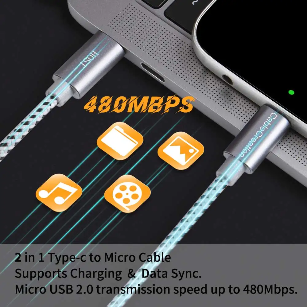 CableCreation USB Type C to Micro B OTG Cable for DJI Mavic Air 2 Samsung Huawei Xiaomi MacBook pro Micro to Type C Cable