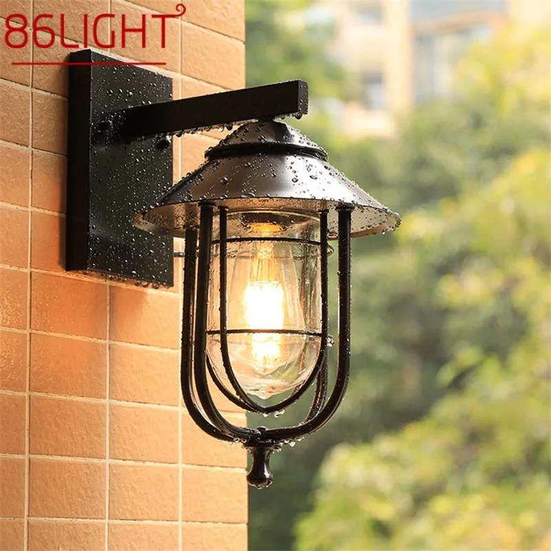 

86LIGHT Outdoor Black Wall Lamp LED Classical Retro Light Sconces Waterproof Decorative for Home Aisle