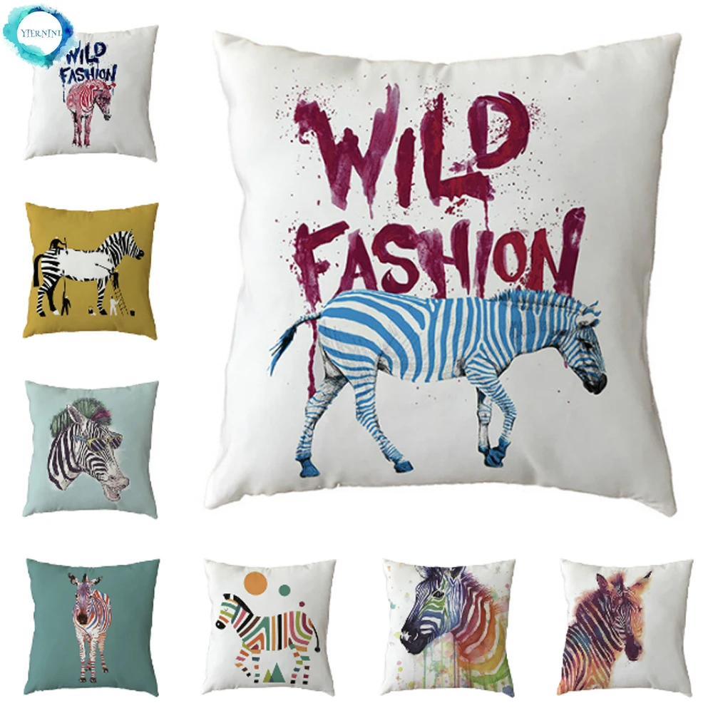 

Art Black White Zebra Polyester Decorative Throw Pillow Cases Home Bedroom Sofa Living Room Decoration Cushion Cover 45X45CM