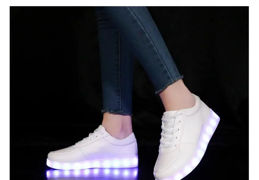 Moda Lager rozmiar kobiety USB chargering buty Led dla kobiet zapalają trampki na jesień wiosna mężczyźni kobiety świecące buty Party