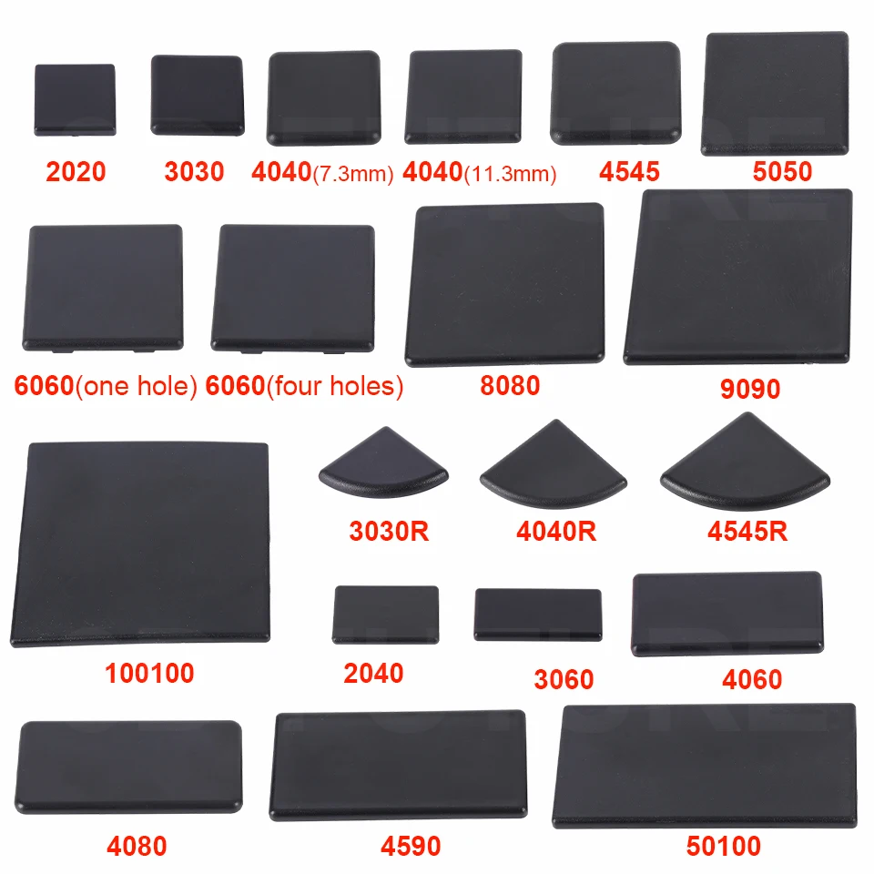 10PCS Black Nylon Aluminum Profile End Cap Cover Plate For CNC 3D Printer Parts EU 2020/2040/3030/3060/4040/4080/4545/5050/6060