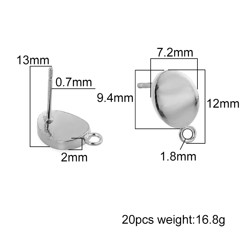 스테인레스 스틸 귀걸이 결과, DIY 쥬얼리 제작 액세서리, 9x7mm, 골드 타원형 드롭 귀걸이 베이스 커넥터 링커, 20 개