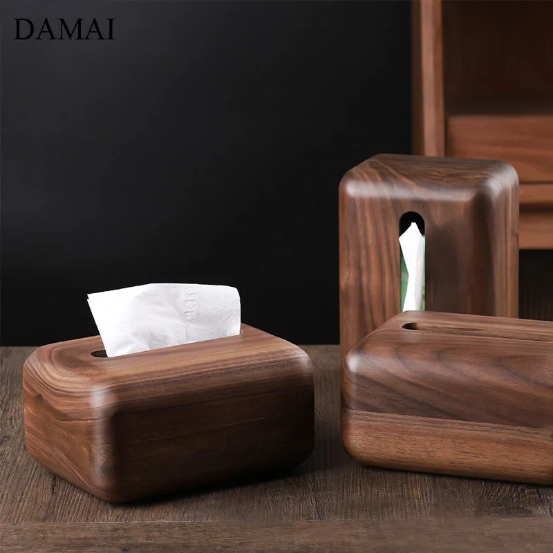 

Black Walnut Tissue Box Cover Magnetic Tissue Holder Dining Table Napkin Holder Living Room Desktop Paper Towel Home Decoration