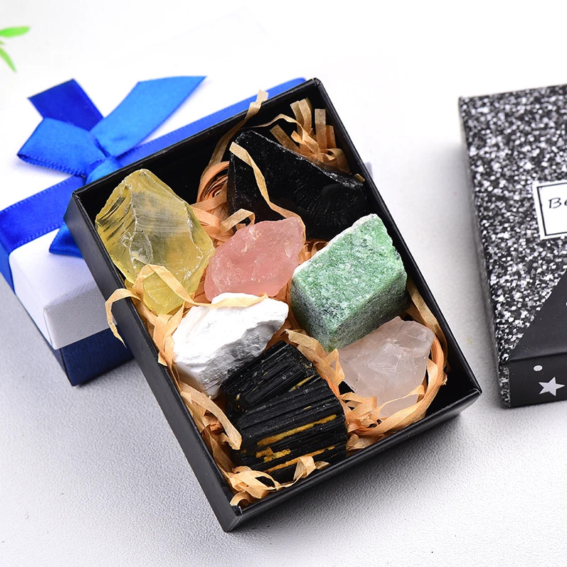 100% Natural Crystal Quartz Minerals Specimen Seven Different Irregular Shape Rough Rock Stone Reiki Healing Gifts Collection