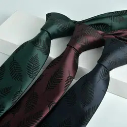 Luxury Tie Gifts Jacquard Necktie Corbata 7CM Dark Green Corbatas De Hombre Floral Ties For Men Wedding Accessories