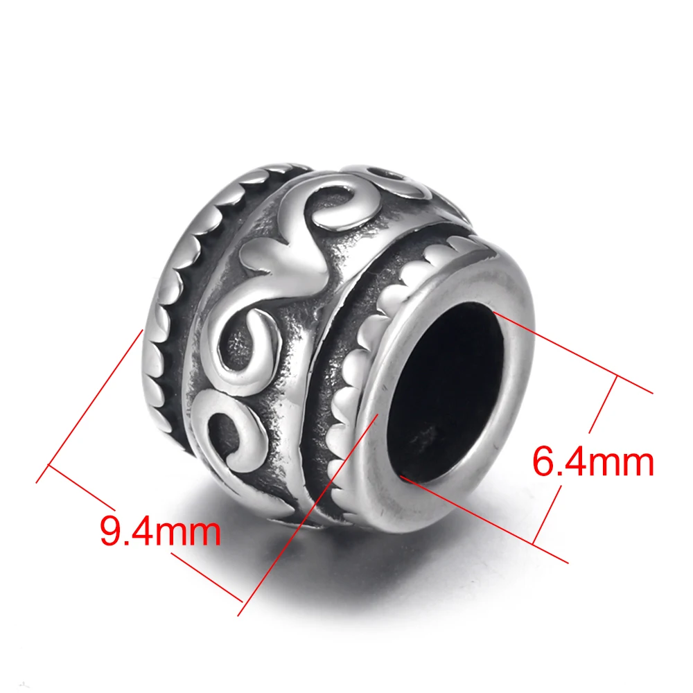 Stainless Steel Drum Bead Polished 6mm Large Hole Metal Beads Bracelet Charms for DIY Jewelry Making Accessories