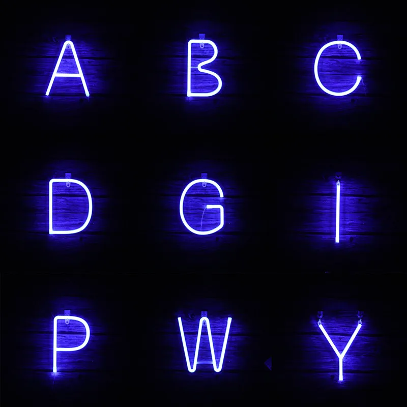 Blue Alphabet Led Neon Letter Sign Fairy Lights Festoon Garland USB Battery Operated Birthday Party Christmas Wedding Decoration