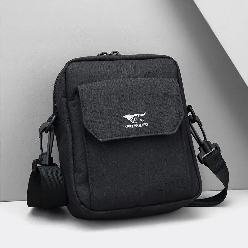 Brand Septwolves Male single shoulder bag across tide Japanese style canvas small messenger bag leisure mobile phone mini bag