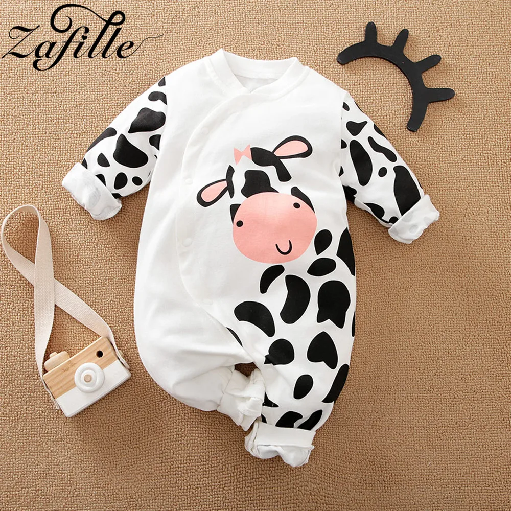 ZAFILLE Cartoon Cow Baby Romper Cotton Animals Overalls For Children Clothing Jumpsuit Spring Crawlers For Kids Newborn Clothing